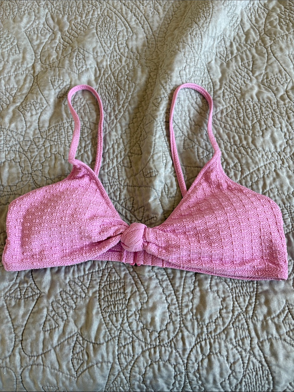 Roxy Haleiwa Knot Bralette Bikini Top Removable Pads Swimsuit Pink - Size M